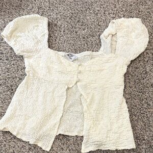 Princess Polly White Top w/Puffy Sleeves Size 4